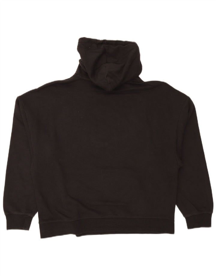 PUMA feminino gráfico moletom com capuz UK 16 grande algodão preto