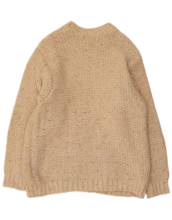 Suéter feminino VINTAGE com gola redonda UK 16 grande off white