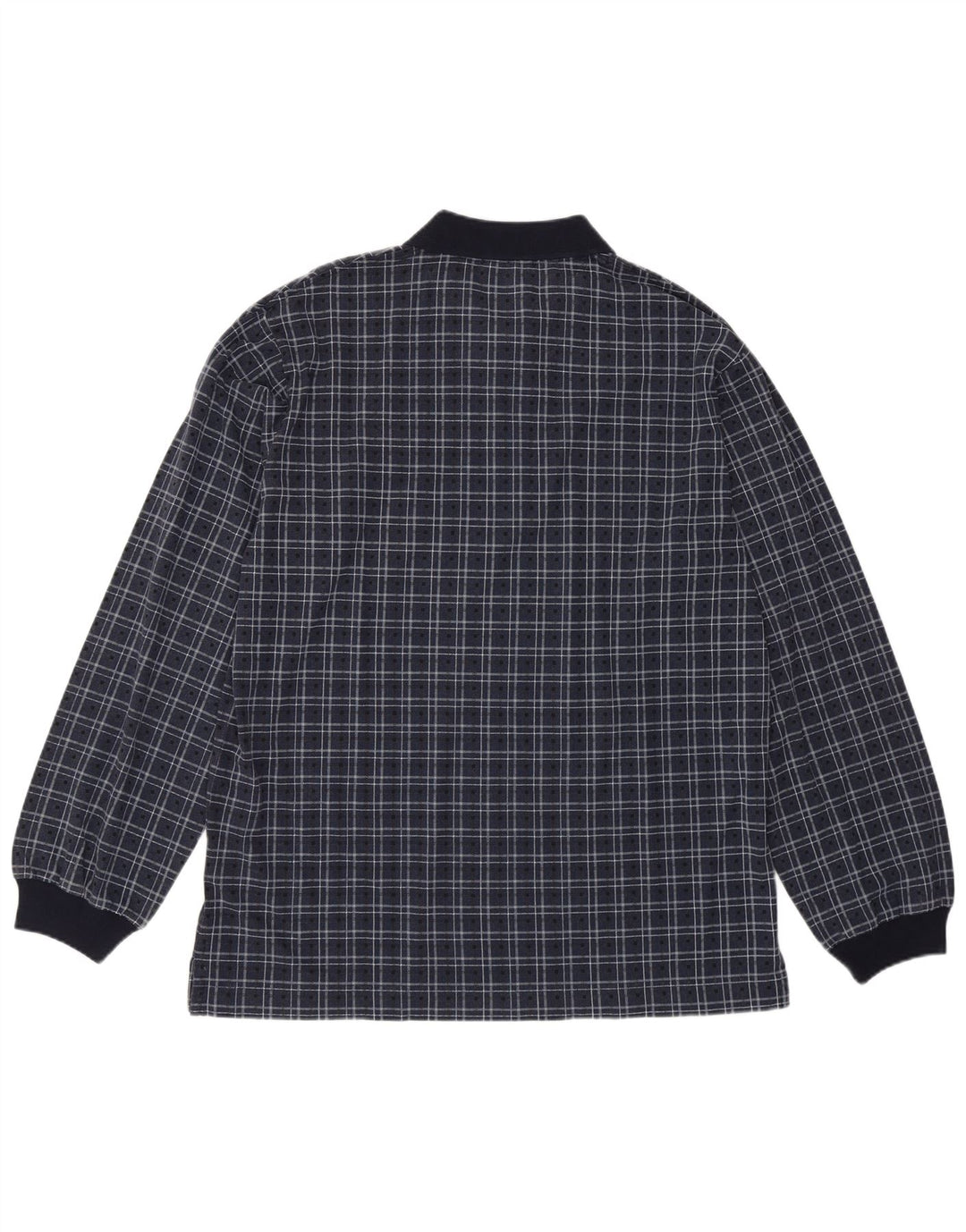 Camisa polo masculina Nautica de manga comprida, algodão xadrez médio azul marinho