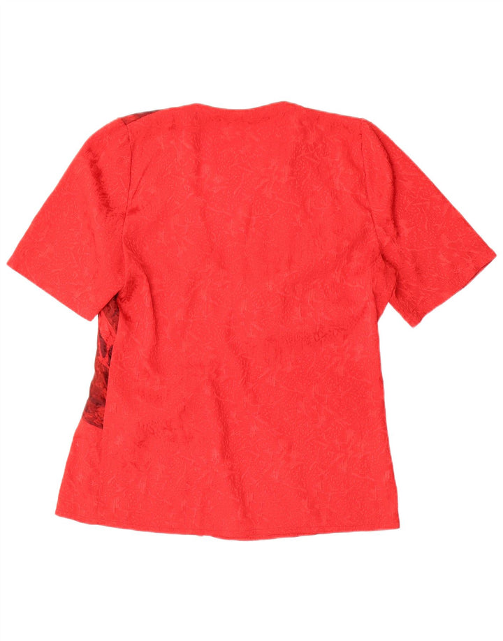 Blusa feminina vintage UK 16 grande floral vermelho