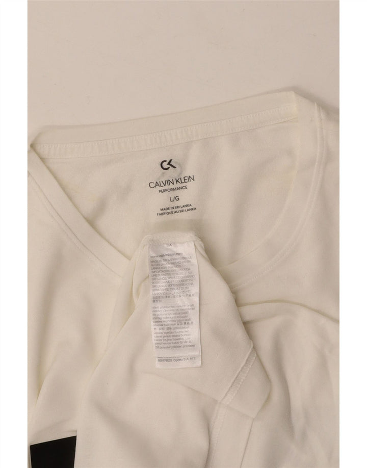 Camiseta masculina CALVIN KLEIN com estampa gráfica grande de algodão colorido branco