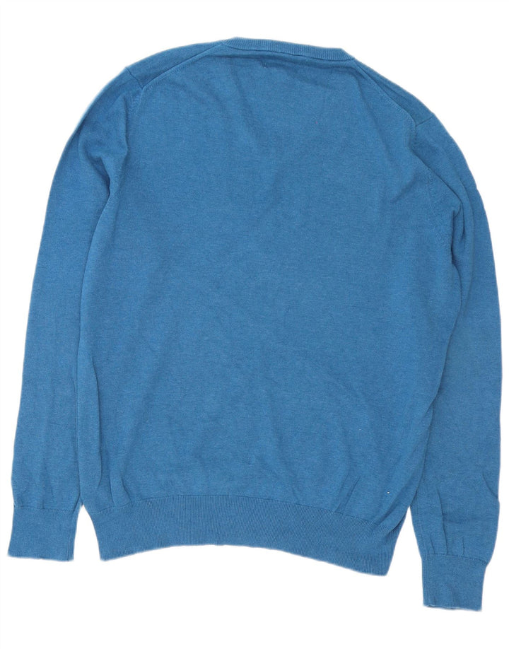 Suéter masculino Marks & Spencer com decote em V XL azul algodão