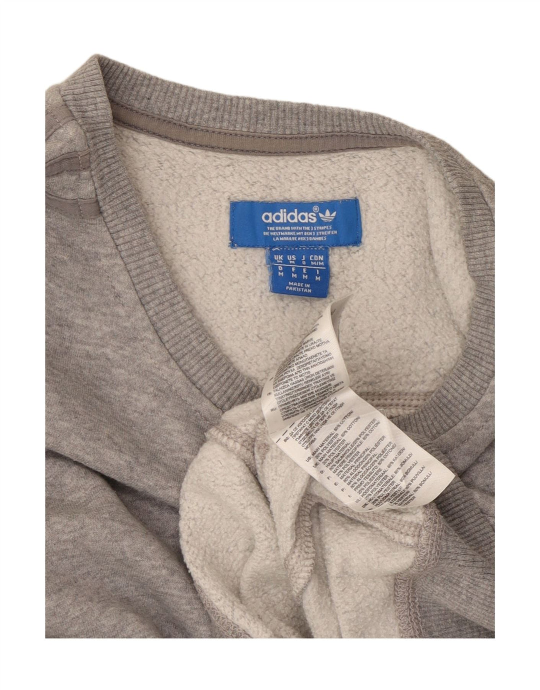 ADIDAS Mens Moletom Jumper Médio Algodão Cinza