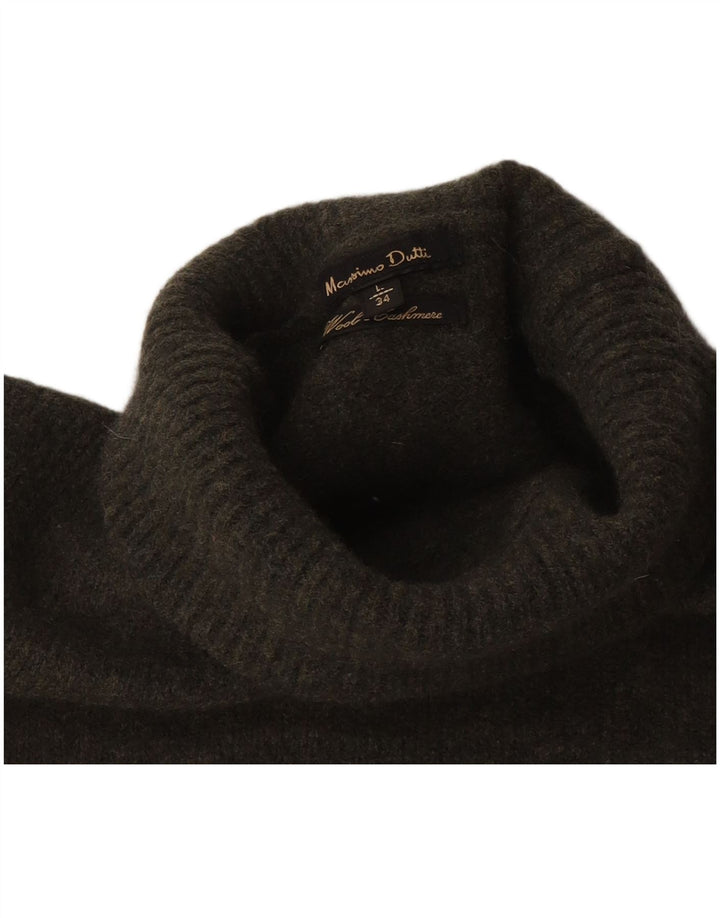 Suéter feminino Massimo Dutti com gola redonda Reino Unido 14 grande lã verde