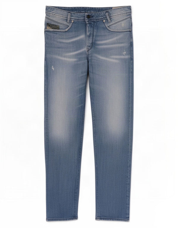 Diesel Masculino Iakop Distressed Tapered Slim Jeans W33 L32 Azul Algodão