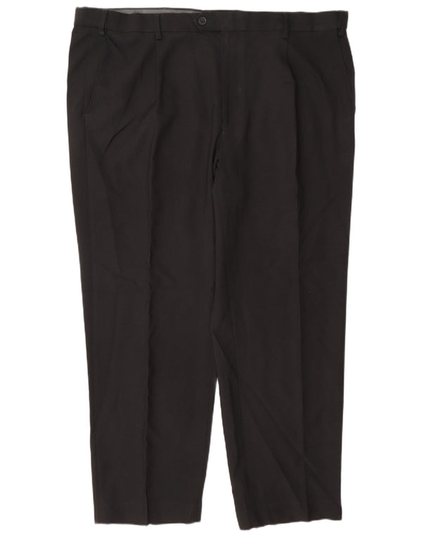 Calça masculina de ajuste regular Marks & Spencer W42 L29 poliéster preto
