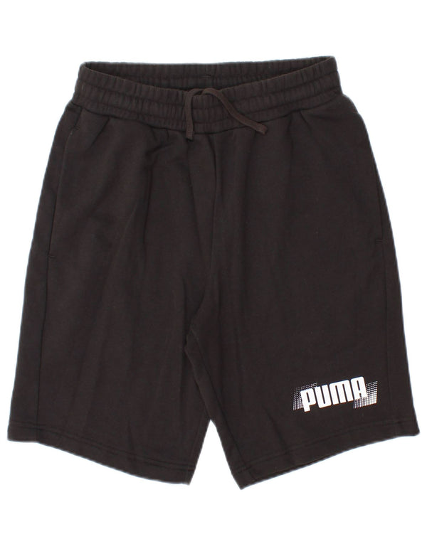 Puma Mens Graphic Sport Shorts Pequeno Algodão Preto