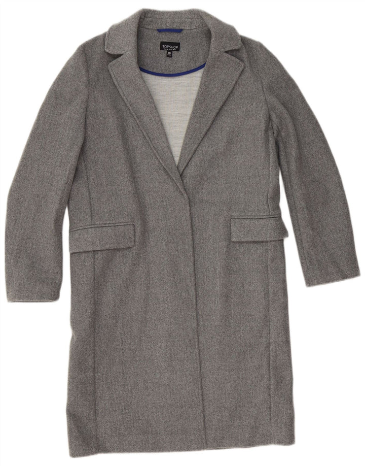 Sobretudo aberto feminino Topshop UK 12 poliéster cinza médio
