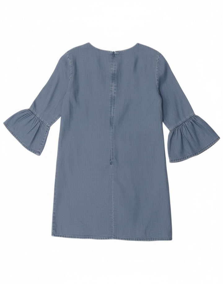 Vestido feminino Zara manga 3/4, Reino Unido 10 pequeno azul Lyocell