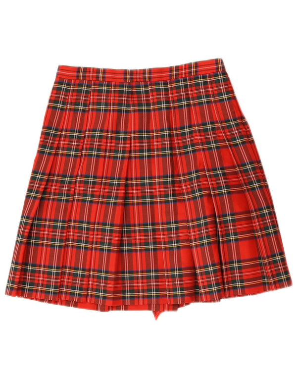 Saia feminina vintage W26 pequena xadrez vermelha
