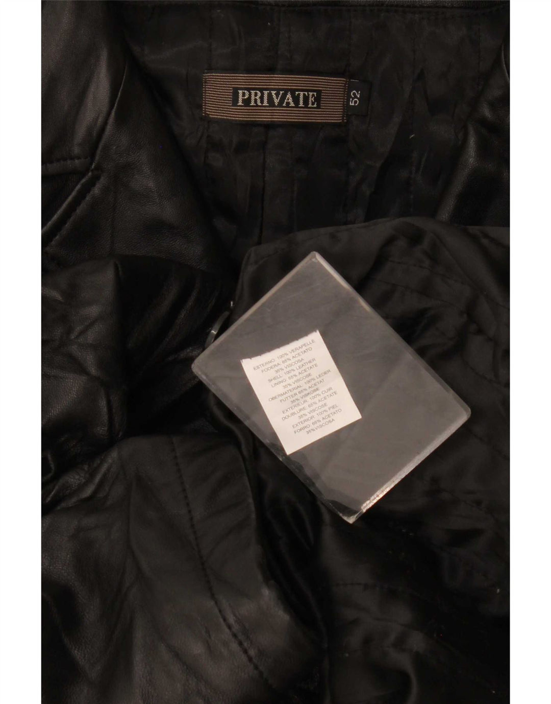 Casaco de couro masculino privado IT 52 XL preto
