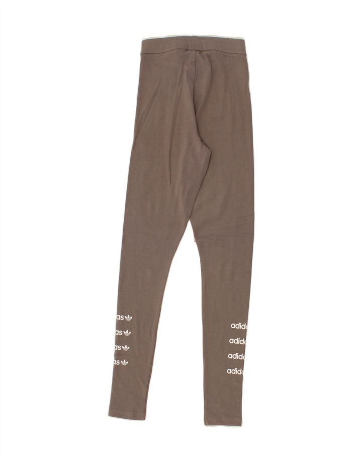 ADIDAS Womens Graphic Leggings UK 4 XS Grey Cotton Vintage Adidas and Second-Hand Adidas from Messina Hembry 