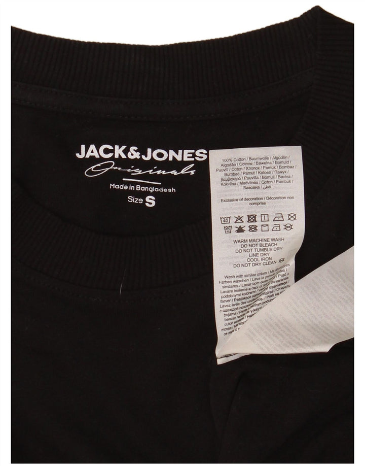 JACK & JONES Top masculino de manga comprida pequeno algodão preto
