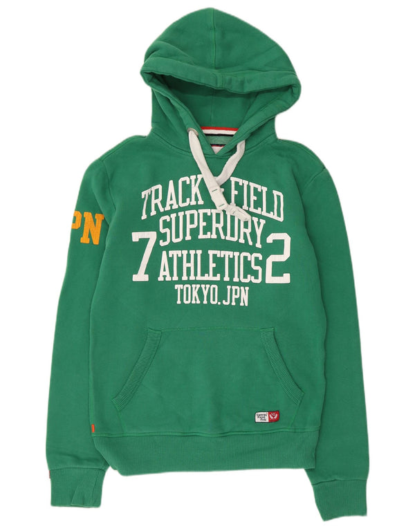 Suéter com capuz gráfico masculino Superdry pequeno algodão verde