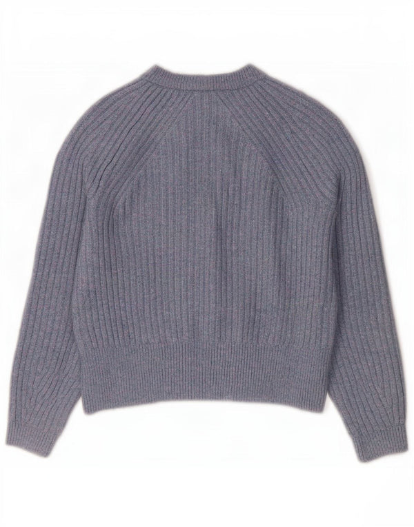 Suéter cardigã feminino Marks & Spencer crop oversized Reino Unido 10 pequeno azul