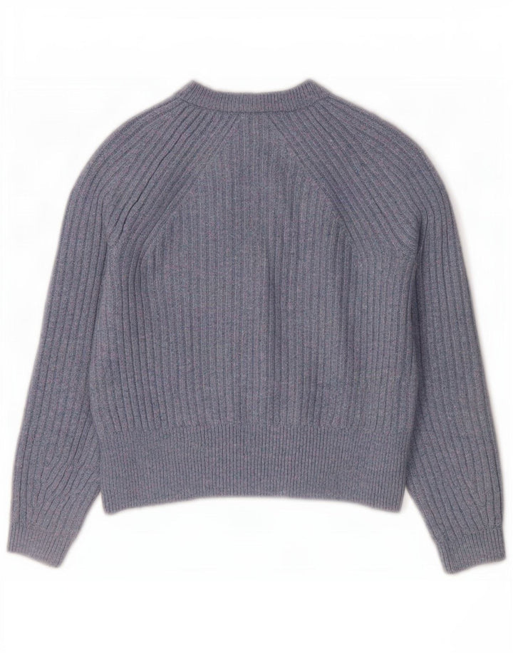 Suéter cardigã feminino Marks & Spencer crop oversized Reino Unido 10 pequeno azul