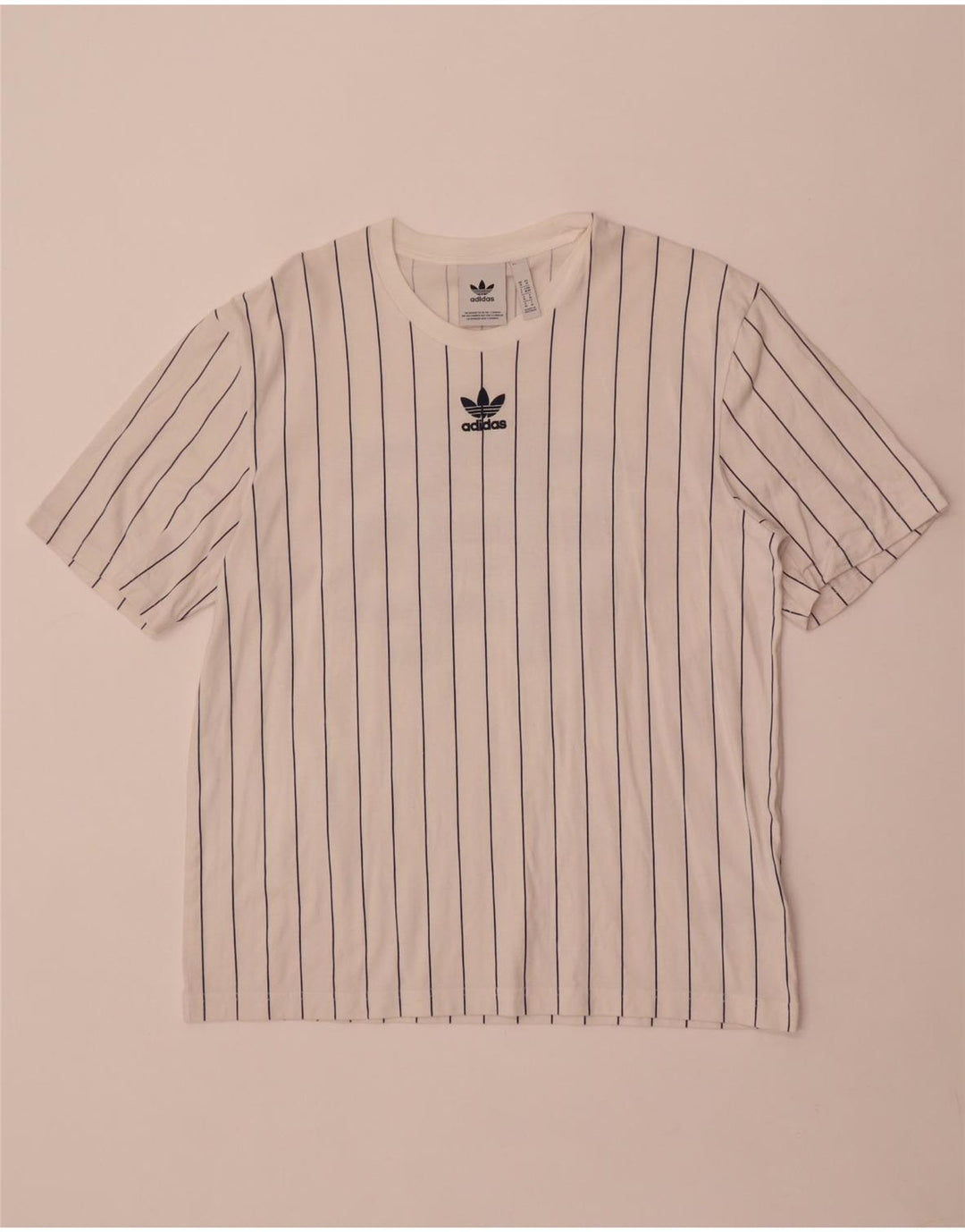 Adidas Mens Graphic T-Shirt Top Médio Algodão Listrado Branco