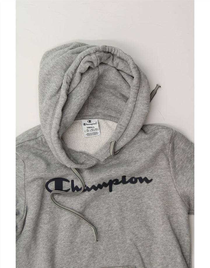 CHAMPION Womens Graphic Hoodie Jumper UK 10 Small Grey Cotton Vintage Champion and Second-Hand Champion from Messina Hembry 