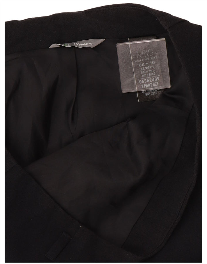 Saia lápis feminina Marks & Spencer Reino Unido 10 pequena W27 poliéster azul marinho
