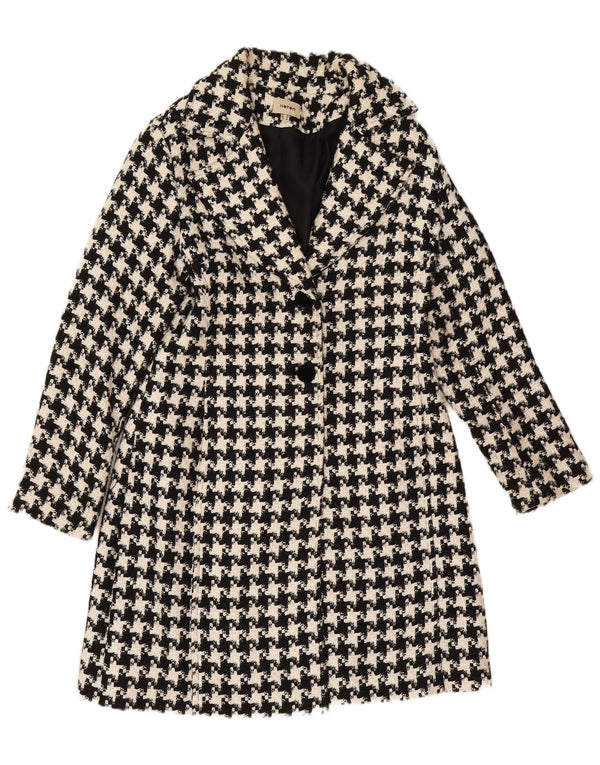 Sobretudo feminino grande Koton UK 10 pequeno preto houndstooth lã
