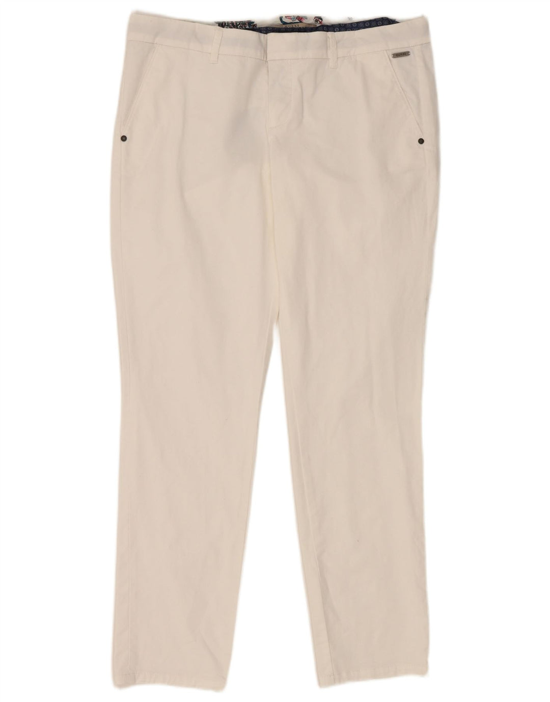 Guess Calça feminina Berta Slim Fit Chino W34 L29 Branca