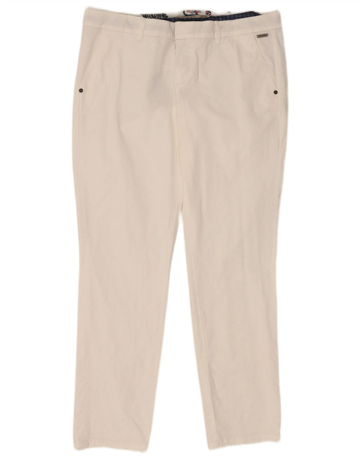 Guess Calça feminina Berta Slim Fit Chino W34 L29 Branca