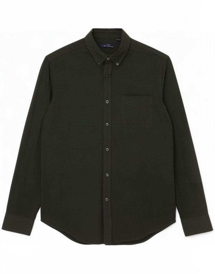 Camisa masculina Ben Sherman de algodão verde médio