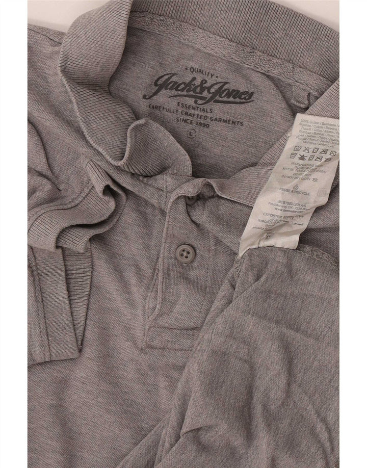 Camisa polo masculina Jack & Jones grande algodão cinza