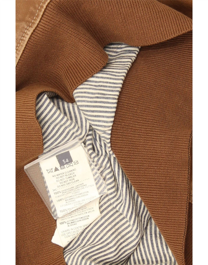 Jaqueta de couro masculina Trussardi Jeans UK 38 couro marrom médio