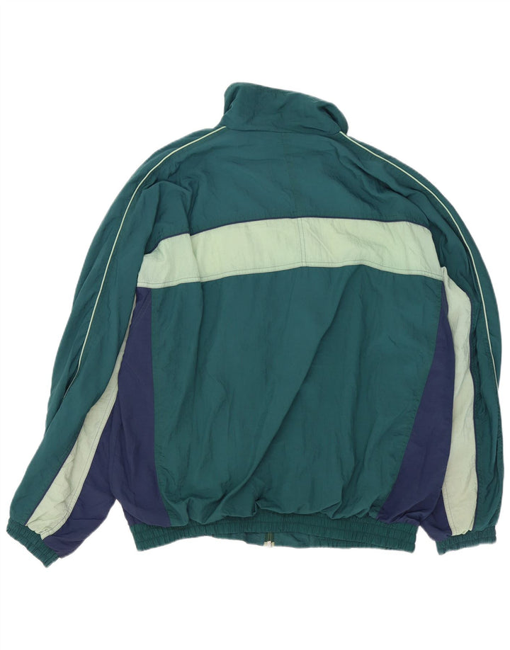 SPORTING  Mens Tracksuit Top Jacket Medium Green Colourblock Polyester