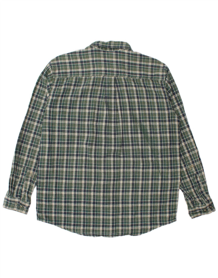Camisa masculina de flanela L.L.Bean algodão xadrez verde médio