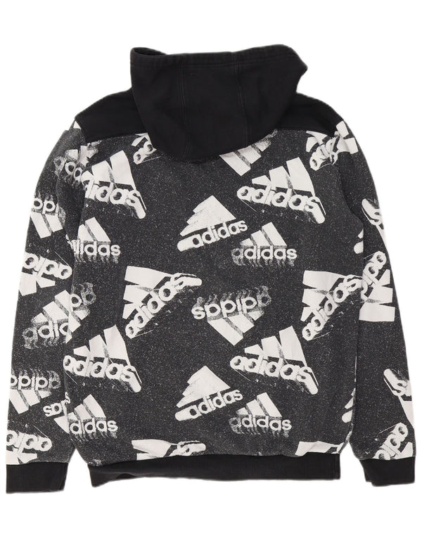 ADIDAS Mens Graphic Hoodie Jumper Grande Algodão Colorblock Preto