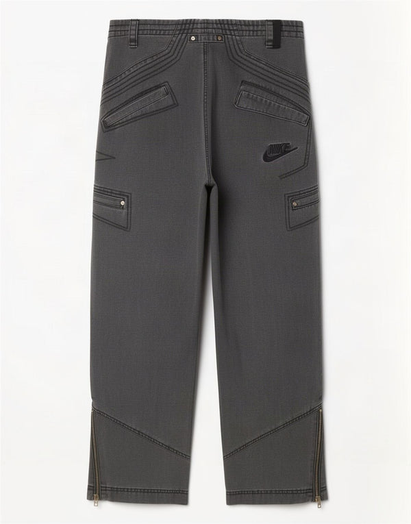 Calça jeans feminina Nike Graphic Loose UK 10 pequena W32 L31 cinza algodão