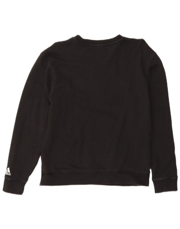 Adidas feminino gráfico moletom jumper UK 4/6 XS algodão preto