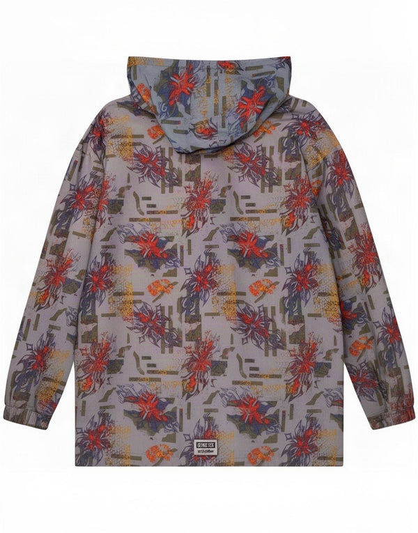 Jaqueta de chuva masculina Loffler com capuz UK 40 grande azul geométrica
