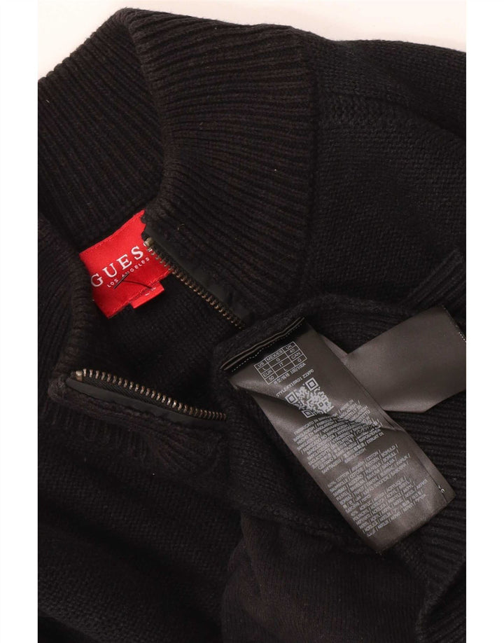 Suéter masculino Guess com zíper completo e algodão preto médio 40
