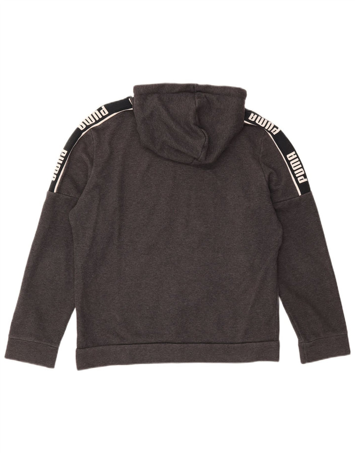 Puma masculino gráfico moletom com capuz cinza médio algodão colorblock