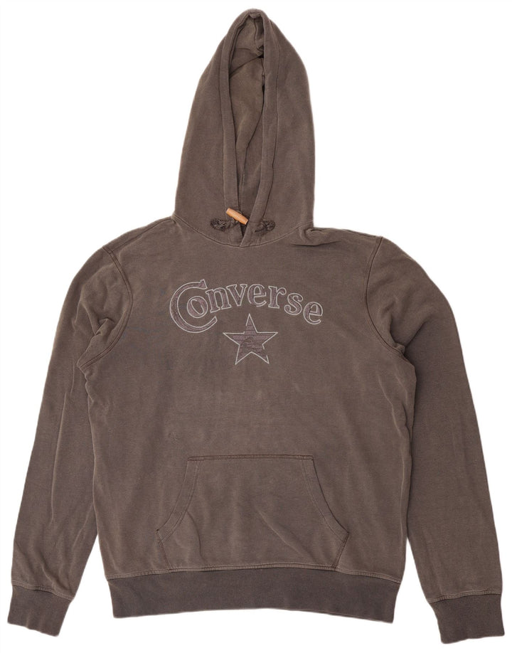 Converse masculino gráfico moletom com capuz grande algodão cinza