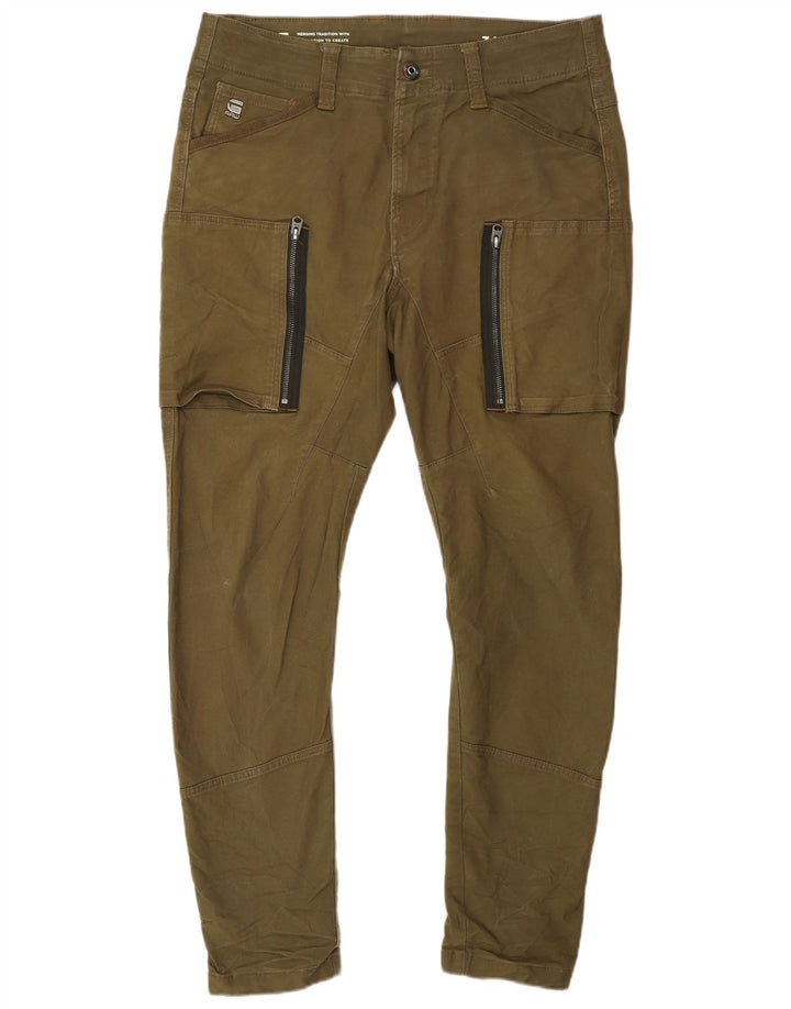 G-STAR Mens Banana Slim Cargo Calças W34 L30 Cáqui Algodão Exército