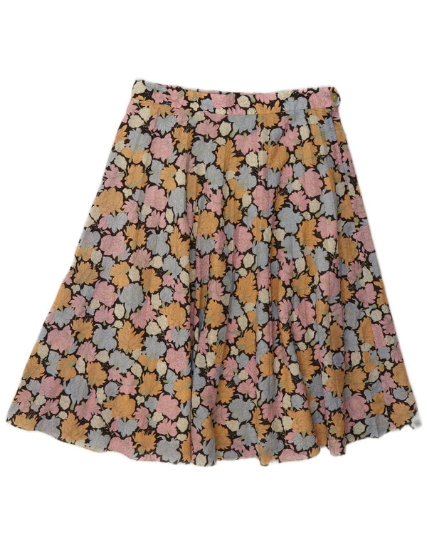Saia feminina vintage evasê W28 pequena floral multicolorida