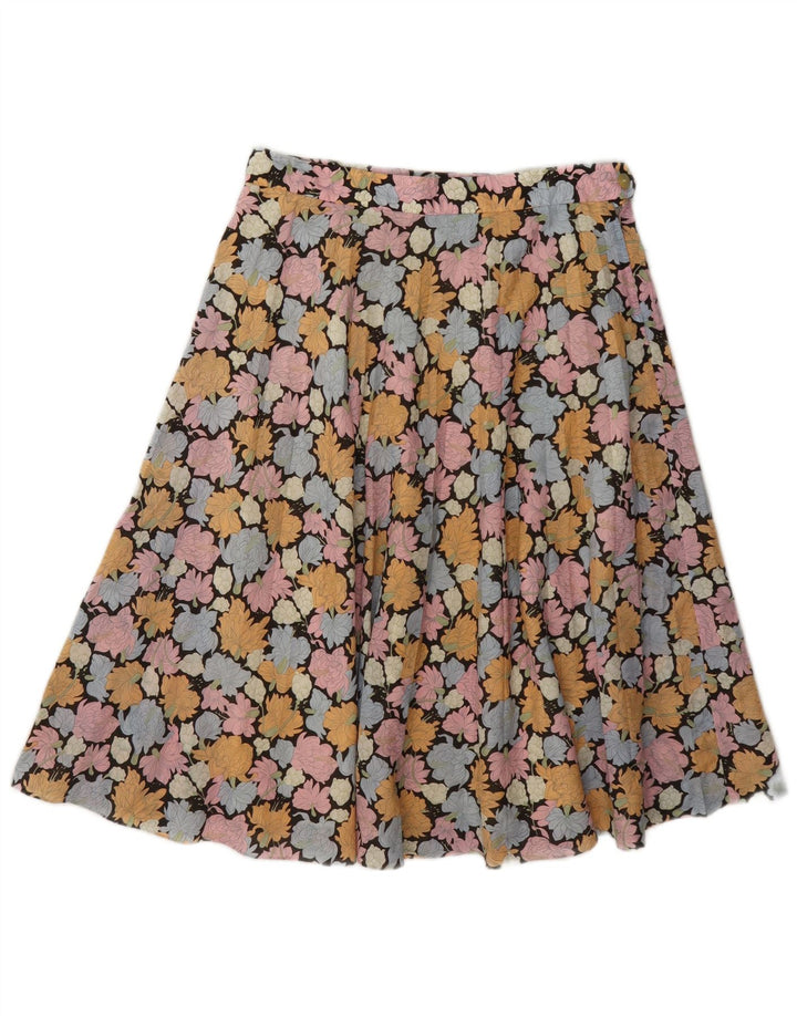 Saia feminina vintage evasê W28 pequena floral multicolorida