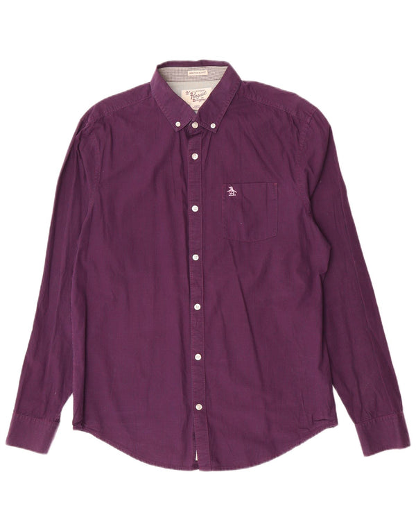 Camisa masculina Penguin Heritage Slim Fit grande algodão guingão roxo
