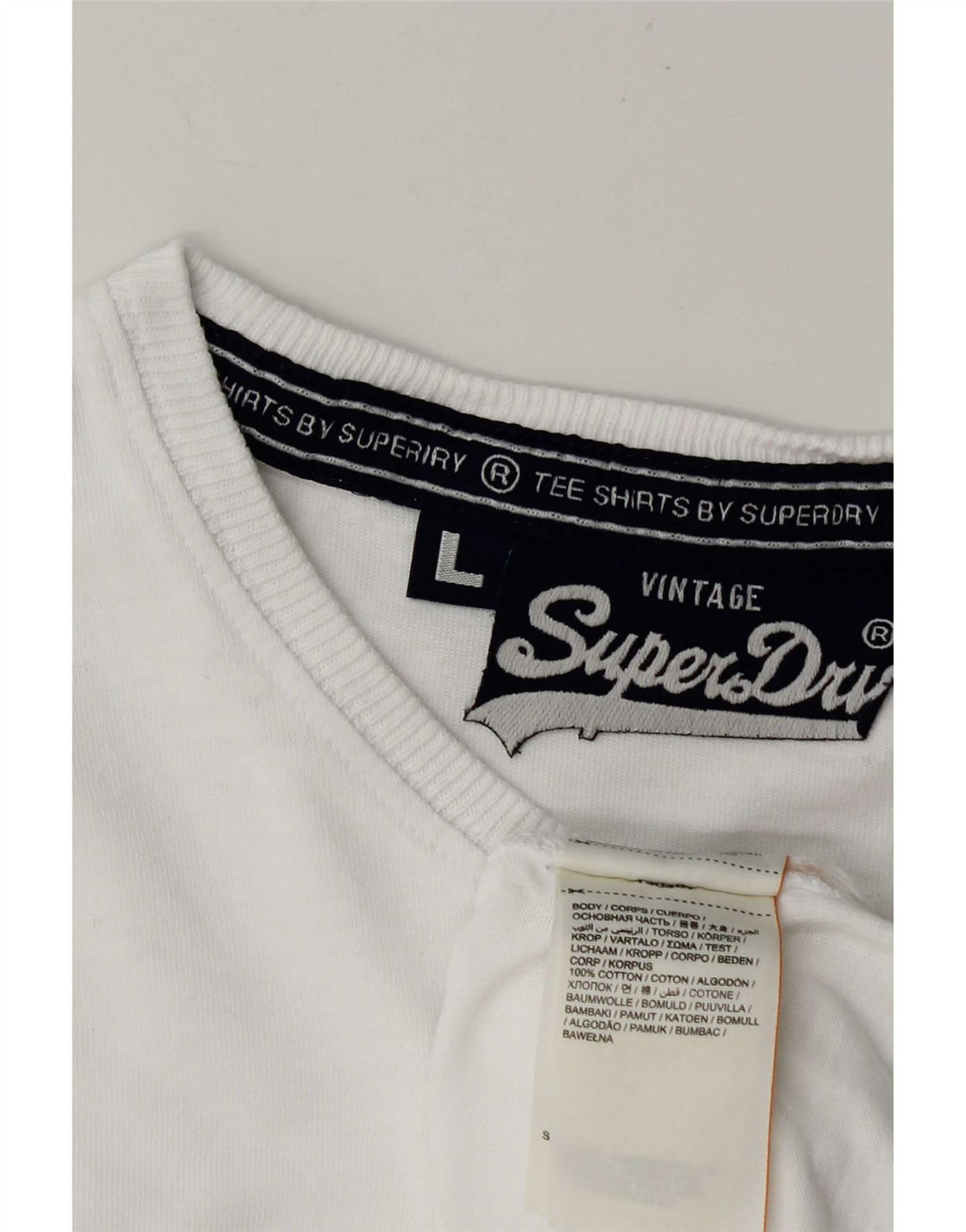 Camiseta masculina Superdry Top grande algodão branco