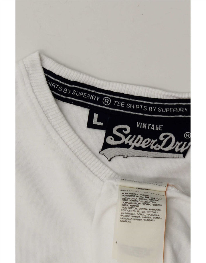 Camiseta masculina Superdry Top grande algodão branco