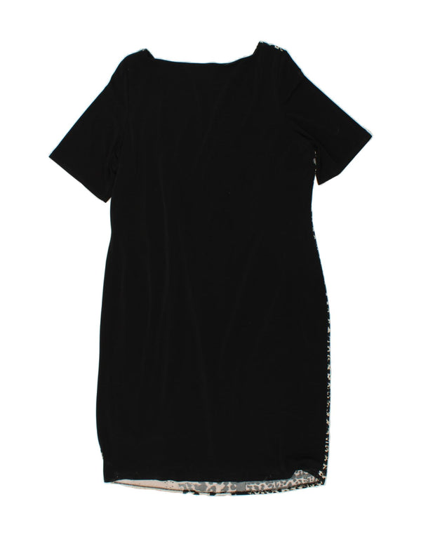 Vestido bainha feminino PER UNA Reino Unido 20 2XL preto com estampa animal camelhair