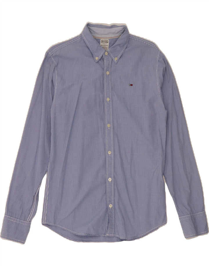 TOMMY HILFIGER Mens Shirt Small Blue Check Cotton Vintage Tommy Hilfiger and Second-Hand Tommy Hilfiger from Messina Hembry 