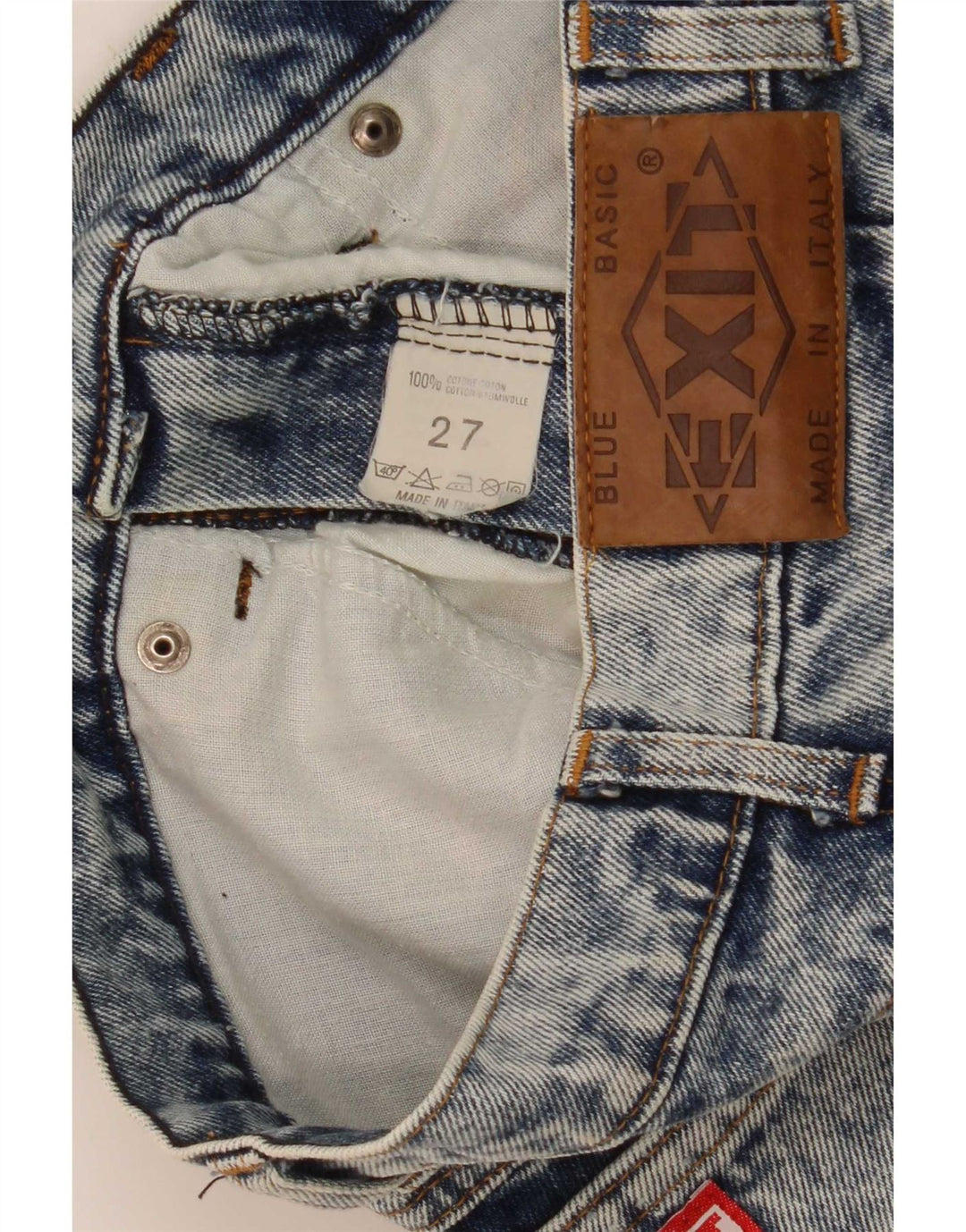 Saia jeans feminina vintage W27 algodão azul pequeno