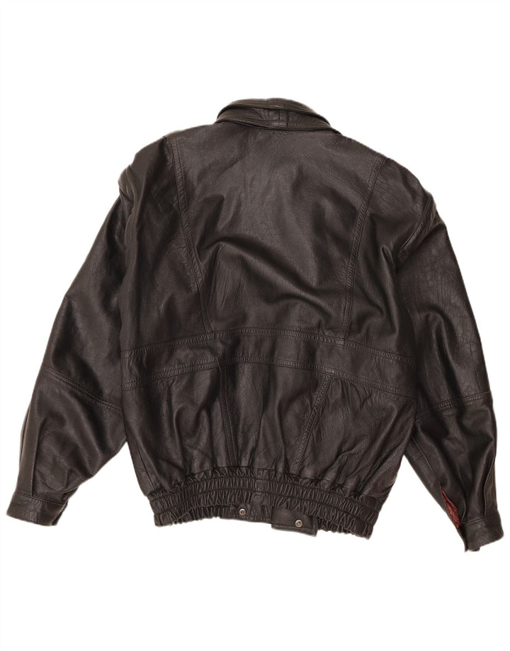 Jaqueta de couro masculina vintage UK 36 pequena preta
