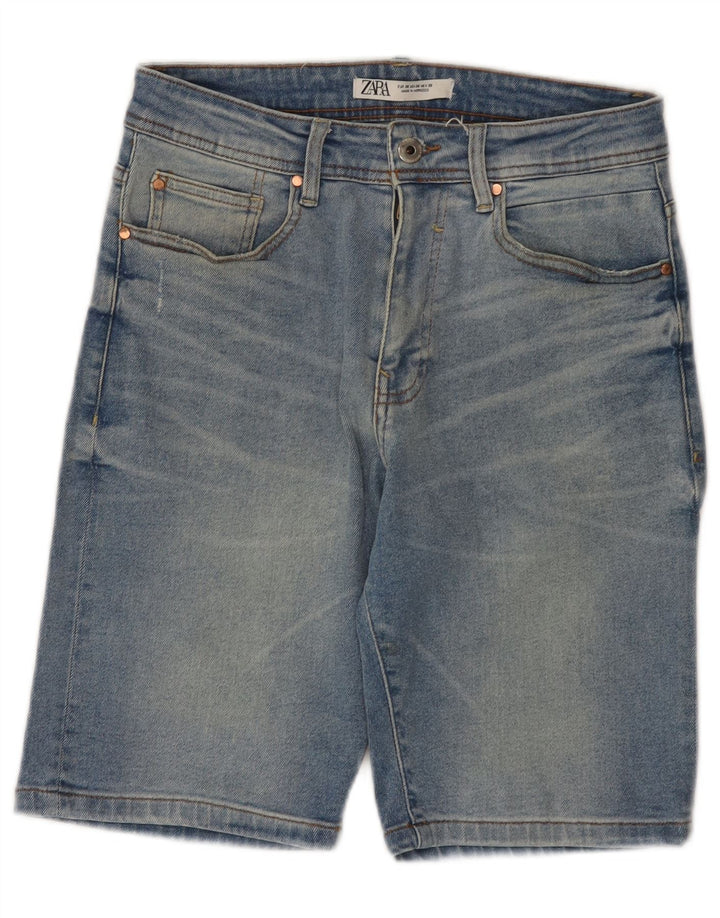 Zara Mens Denim Shorts EU 38 Pequeno W30 Azul Algodão