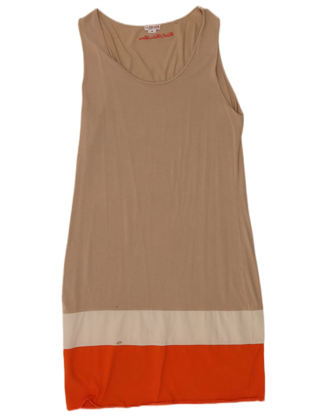 US Polo Assn. Vestido Básico Feminino UK 12 Colourblock Bege Médio